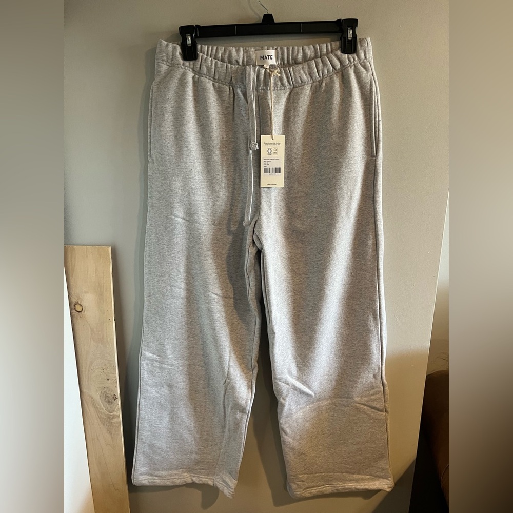 MATE the Label Wide Leg Sweatpants in Heather Gray